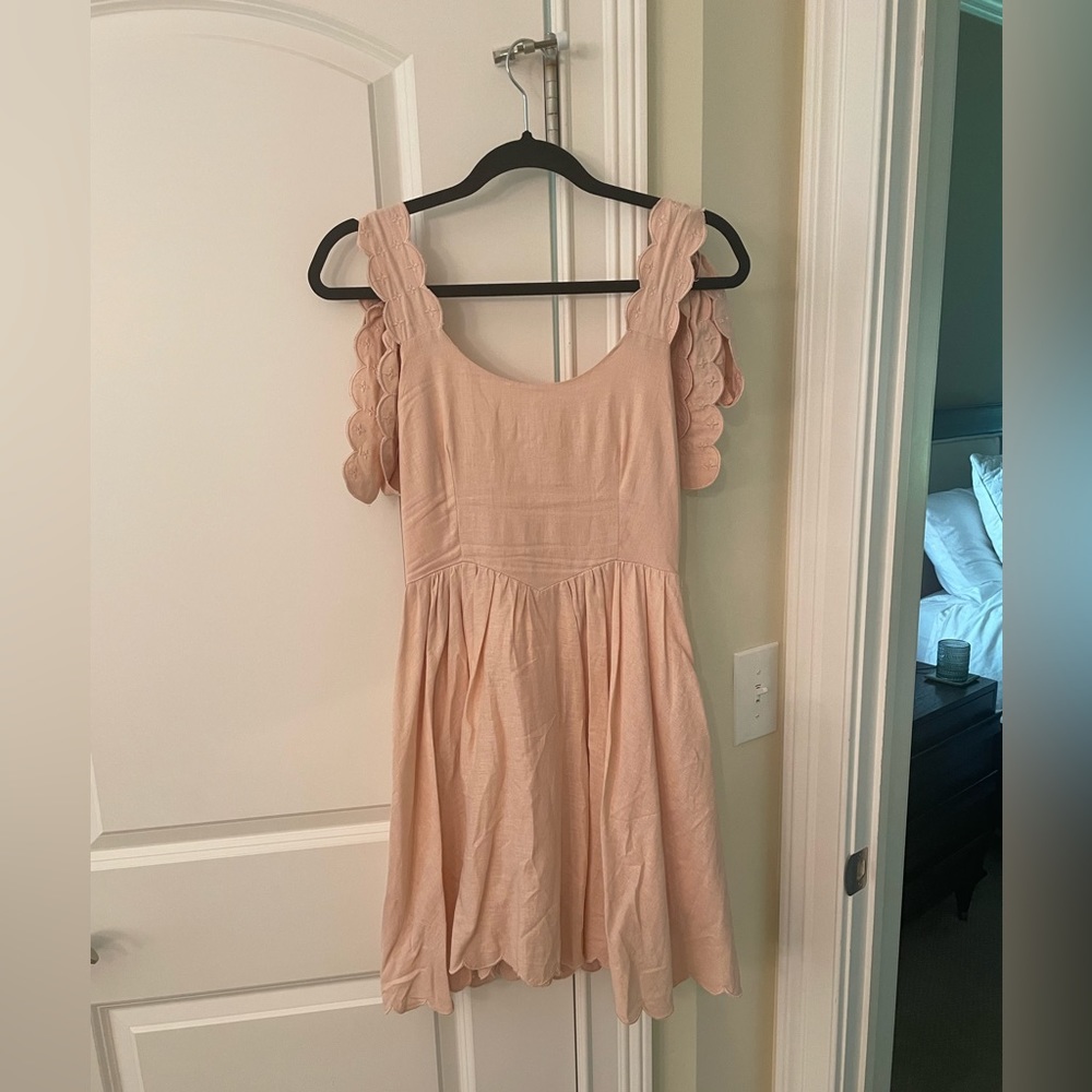 Mable fit and flare dress with ribbon tie shoulders